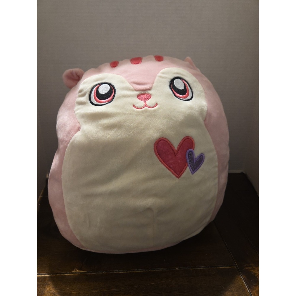 RARE Squishmallow Sarah‎ the Pink Squirrel Valentines 2018 16"  Plush Pillow EUC